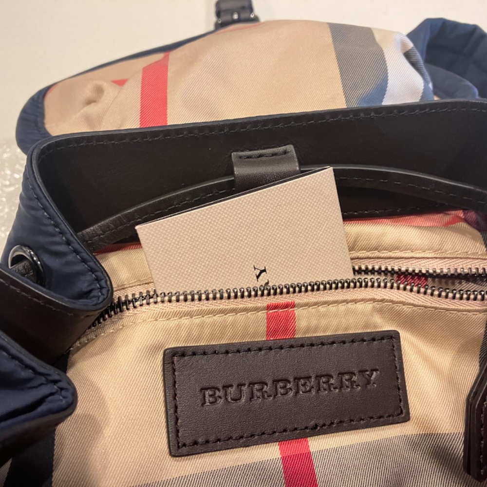 New!!! Burberry Nylon/Cloth Reversible Drawstring Backpack - Picture 5 of 7